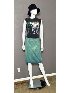 1960's Teal Slip Skirt Hand Dyed Half Slip with Lace Trim